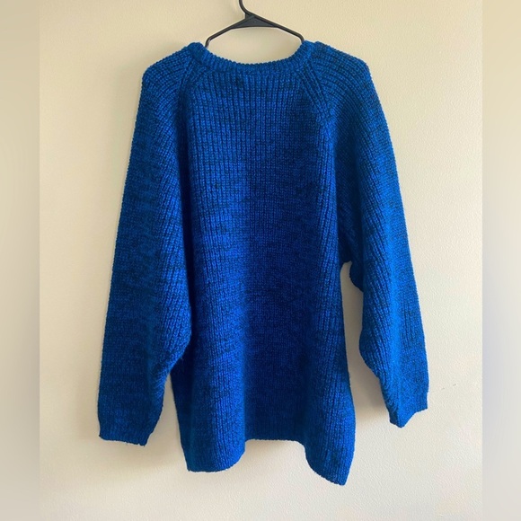 Vintage chunky wool blend sweater size L-XL Blue - Picture 5 of 10